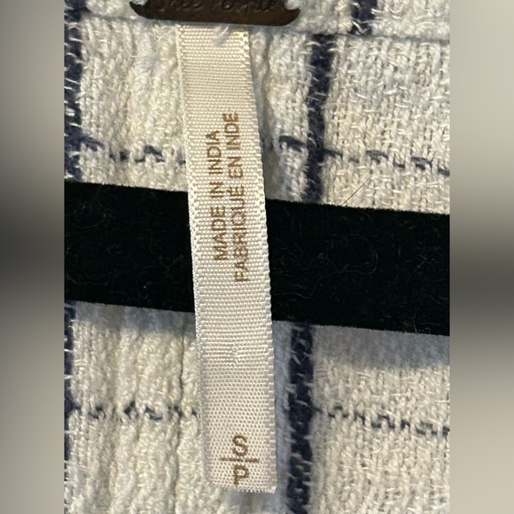 Free People White Blue Cloud Grid Print Side Tie Linen Blend Blouse Small - Picture 5 of 7